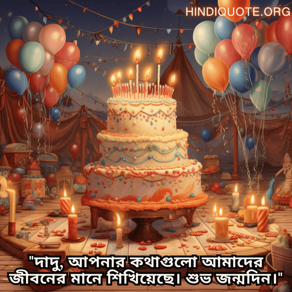 Birthday Greetings In Bengali For Your Grandfather "দাদু, আপনার কথাগুলো আমাদের জীবনের মানে শিখিয়েছে। শুভ জন্মদিন।"