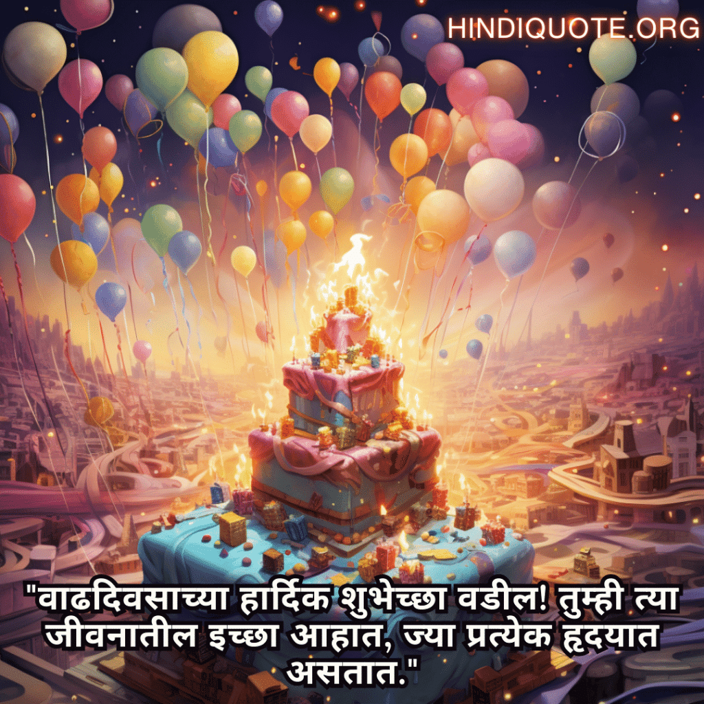 Happy Birthday Wishes In Marathi For Your Father "वाढदिवसाच्या हार्दिक शुभेच्छा वडील! तुम्ही त्या जीवनातील इच्छा आहात, ज्या प्रत्येक हृदयात असतात."