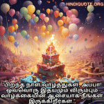 Birthday Message In Tamil For Your Father "பிறந்த நாள் வாழ்த்துகள், அப்பா! ஒவ்வொரு இதயமும் விரும்பும் வாழ்க்கையின் ஆசையாக நீங்கள் இருக்கிறீர்கள்."