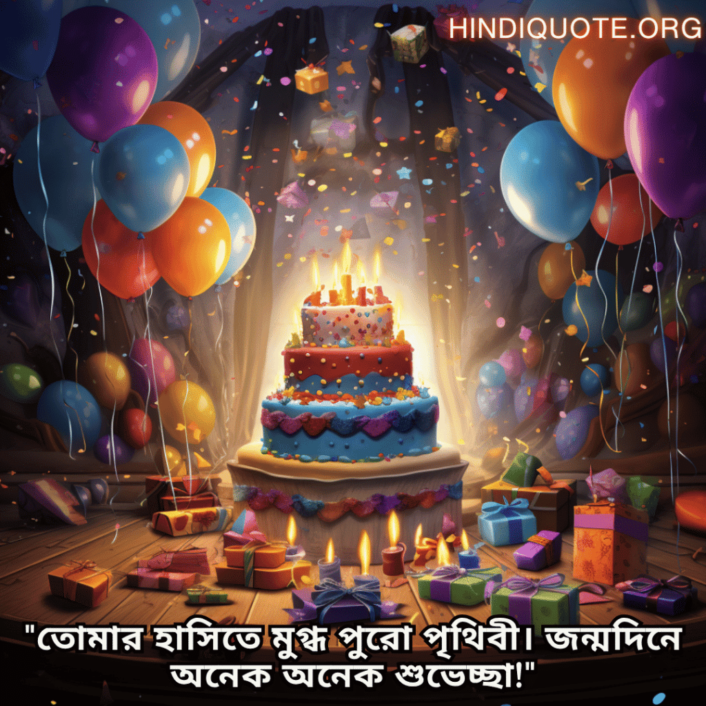 Happy Birthday Wishes In Bengali For Your Friend "তোমার হাসিতে মুগ্ধ পুরো পৃথিবী। জন্মদিনে অনেক অনেক শুভেচ্ছা!"