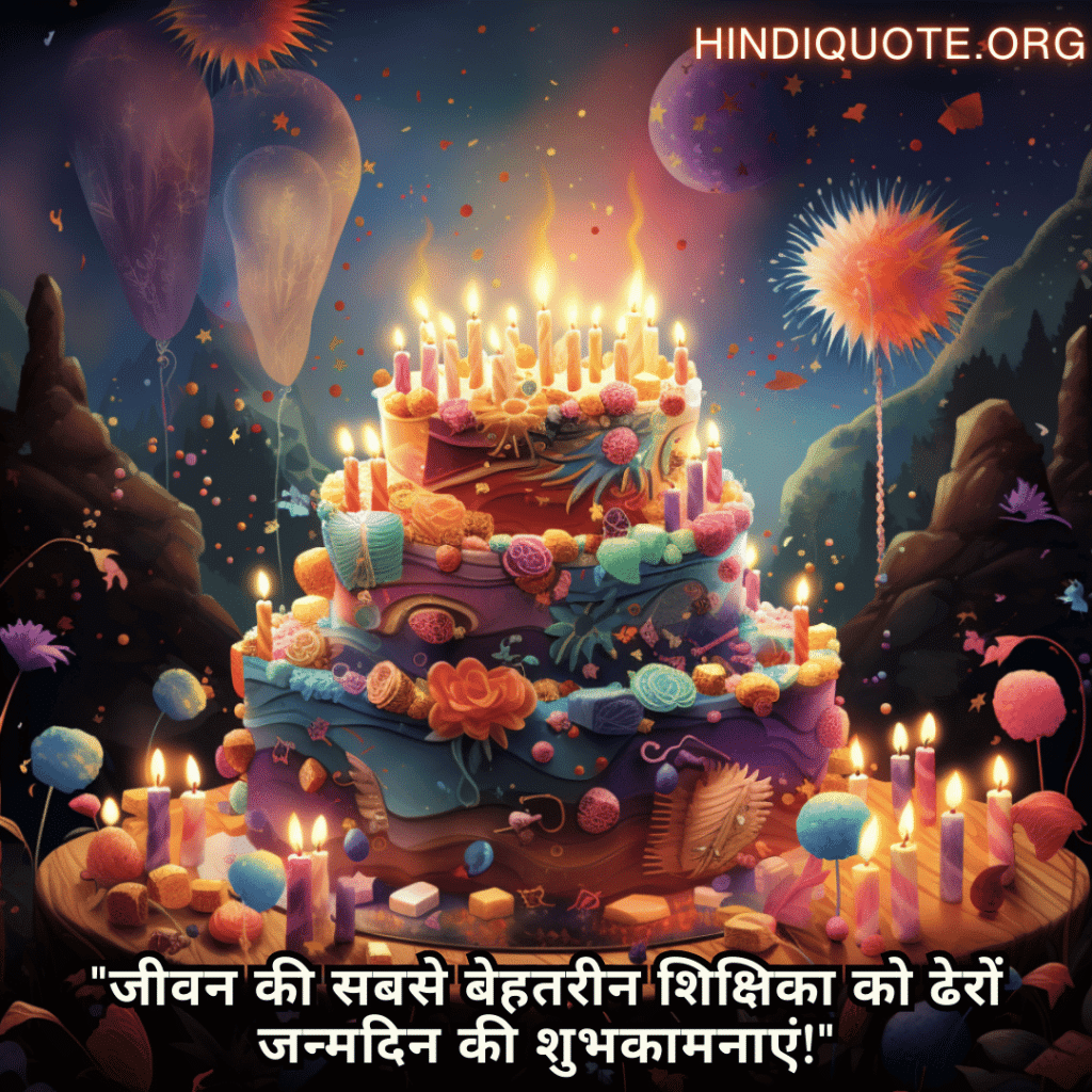 Happy Birthday Wishes In Hindi For Your Mother "जीवन की सबसे बेहतरीन शिक्षिका को ढेरों जन्मदिन की शुभकामनाएं!"
