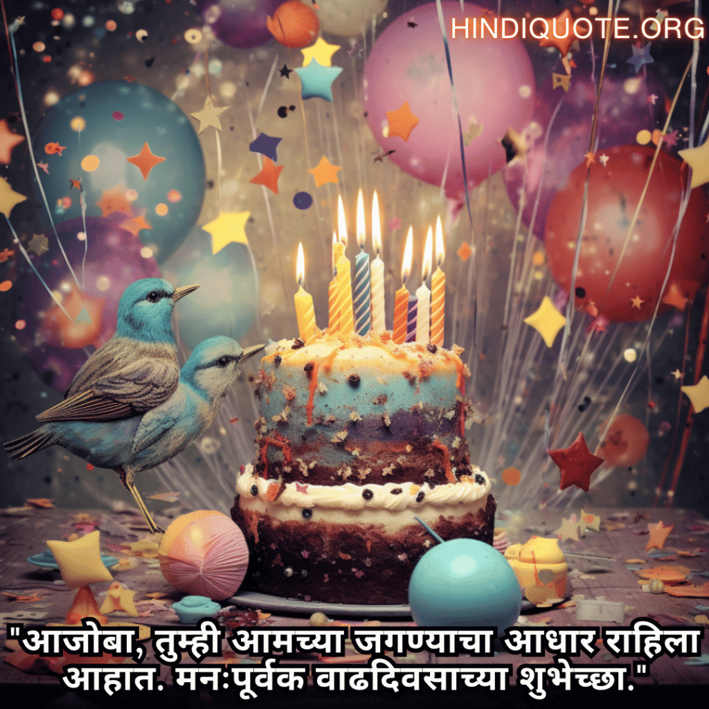 Happy Birthday Wishes In Marathi For Your Grandfather "आजोबा, तुम्ही आमच्या जगण्याचा आधार राहिला आहात. मनःपूर्वक वाढदिवसाच्या शुभेच्छा."