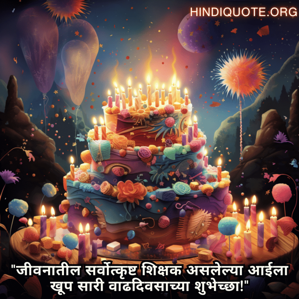 Happy Birthday Wishes In Marathi For Your Mother "जीवनातील सर्वोत्कृष्ट शिक्षक असलेल्या आईला खूप सारी वाढदिवसाच्या शुभेच्छा!"