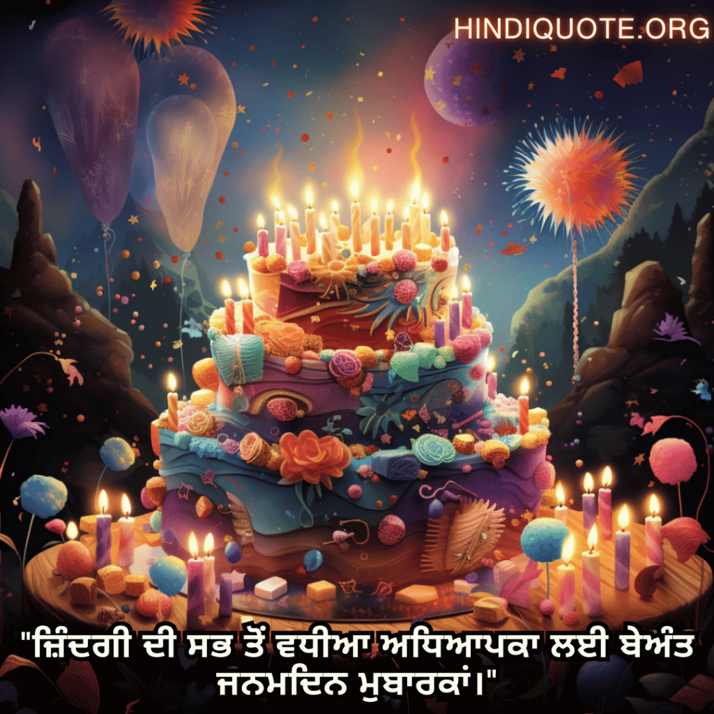 Birthday Message In Punjabi For Your Mother "ਜ਼ਿੰਦਗੀ ਦੀ ਸਭ ਤੋਂ ਵਧੀਆ ਅਧਿਆਪਕਾ ਲਈ ਬੇਅੰਤ ਜਨਮਦਿਨ ਮੁਬਾਰਕਾਂ।"