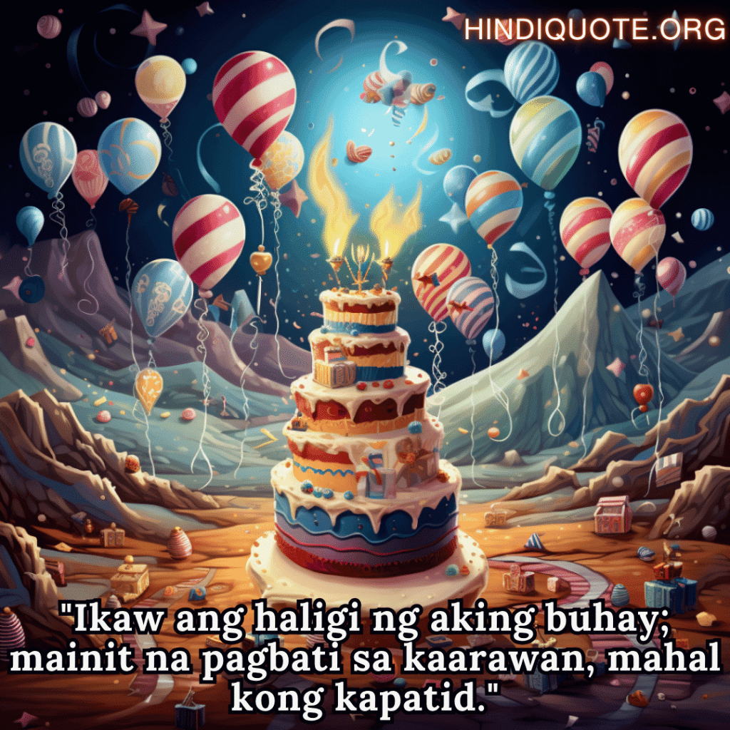 Happy Birthday In Tagalog For Your Brother "Ikaw ang haligi ng aking buhay; mainit na pagbati sa kaarawan, mahal kong kapatid."