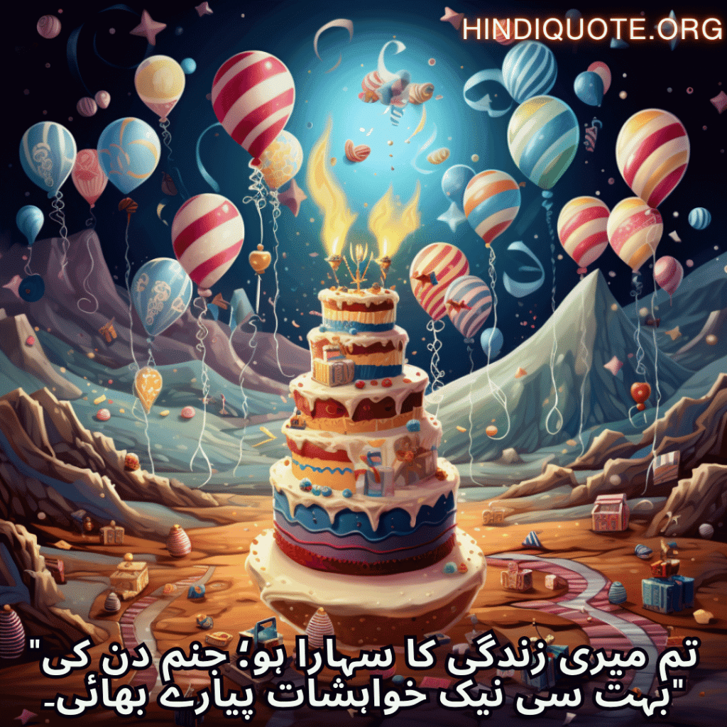 Happy Birthday Wishes In Urdu For Your Brother "تم میری زندگی کا سہارا ہو؛ جنم دن کی بہت سی نیک خواہشات پیارے بھائی۔"