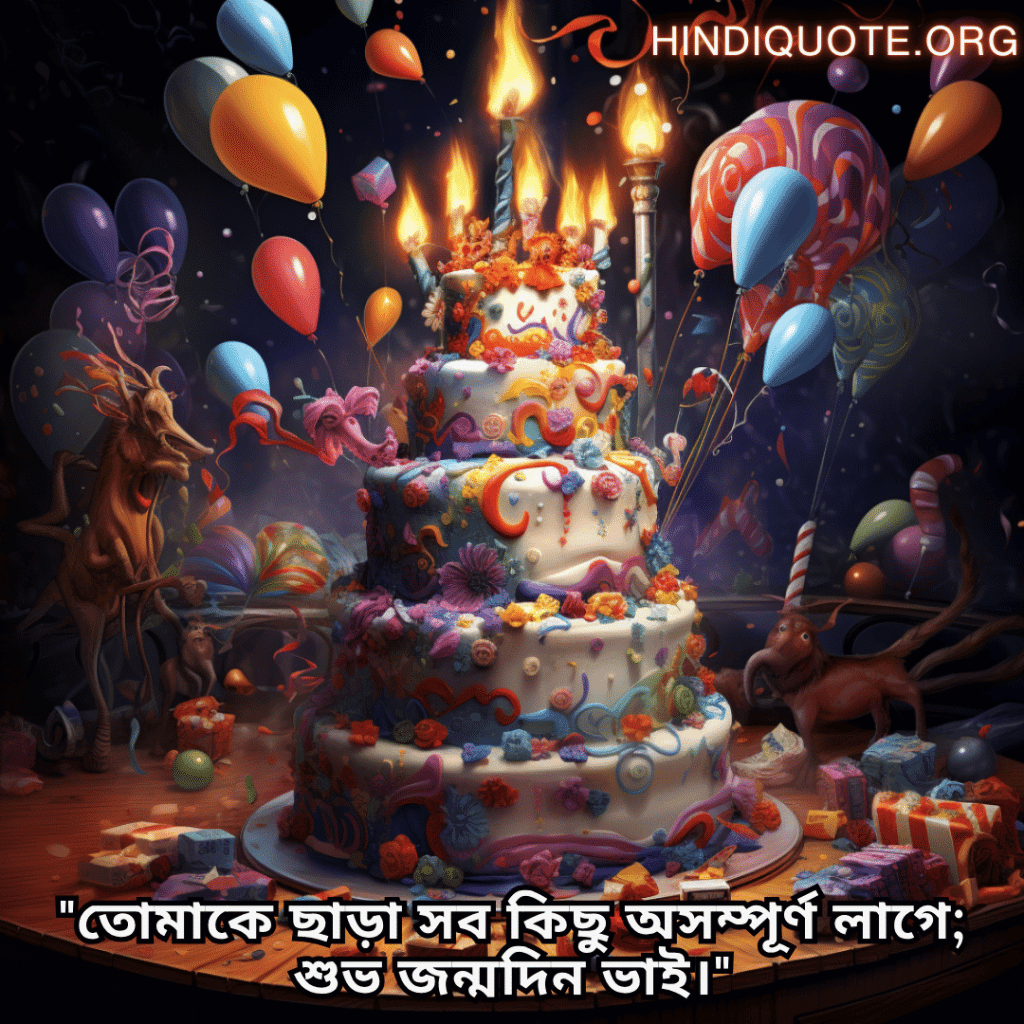 Happy Birthday Wishes In Bengali For Your Brother "তোমাকে ছাড়া সব কিছু অসম্পূর্ণ লাগে; শুভ জন্মদিন ভাই।"