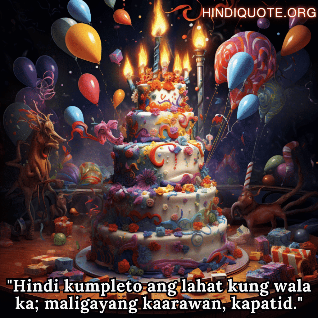 Happy Birthday In Tagalog For Your Brother "Hindi kumpleto ang lahat kung wala ka; maligayang kaarawan, kapatid."