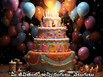 Birthday Greetings In Telugu For Your Father "మీ జీవితంలో అన్ని రంగులు, వెలుగులు నిండాలి అని దేవుడిని ప్రార్థిస్తున్నాను. పుట్టినరోజు శుభాకాంక్షలు!"