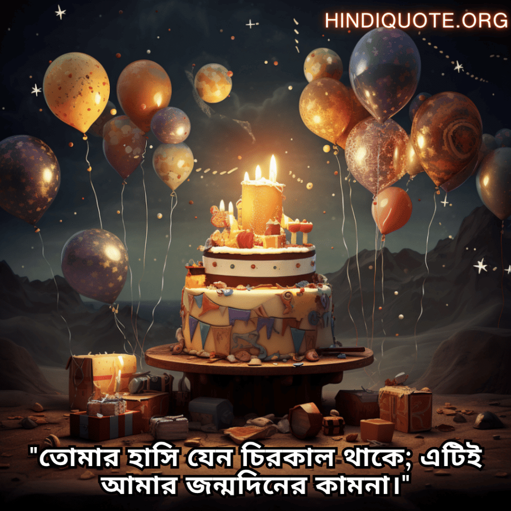 Happy Birthday Wishes In Bengali For Your Brother "তোমার হাসি যেন চিরকাল থাকে; এটিই আমার জন্মদিনের কামনা।"