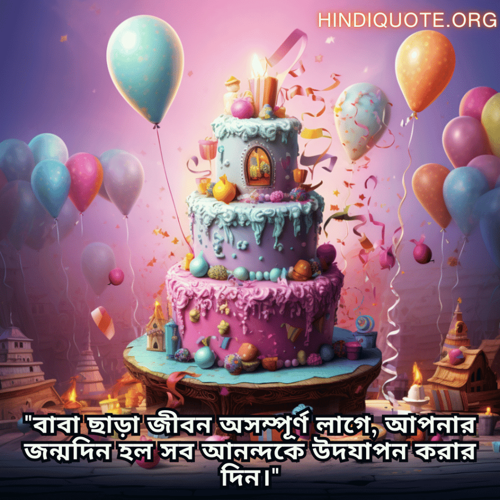 Birthday Greetings In Bengali For Your Father "বাবা ছাড়া জীবন অসম্পূর্ণ লাগে, আপনার জন্মদিন হল সব আনন্দকে উদযাপন করার দিন।"