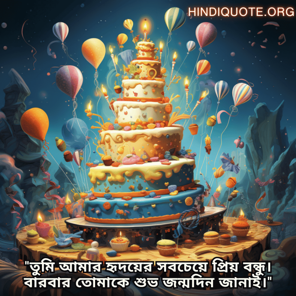Happy Birthday Wishes In Bengali For Your Friend "তুমি আমার হৃদয়ের সবচেয়ে প্রিয় বন্ধু। বারবার তোমাকে শুভ জন্মদিন জানাই।"
