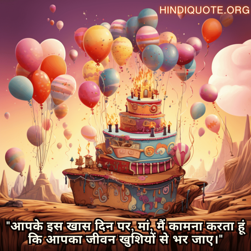 Happy Birthday Wishes In Hindi For Your Mother "आपके इस खास दिन पर, मां, मैं कामना करता हूं कि आपका जीवन खुशियों से भर जाए।"