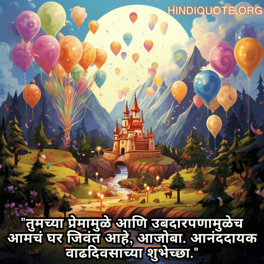 Happy Birthday Wishes In Marathi For Your Grandfather "तुमच्या प्रेमामुळे आणि उबदारपणामुळेच आमचं घर जिवंत आहे, आजोबा. आनंददायक वाढदिवसाच्या शुभेच्छा."