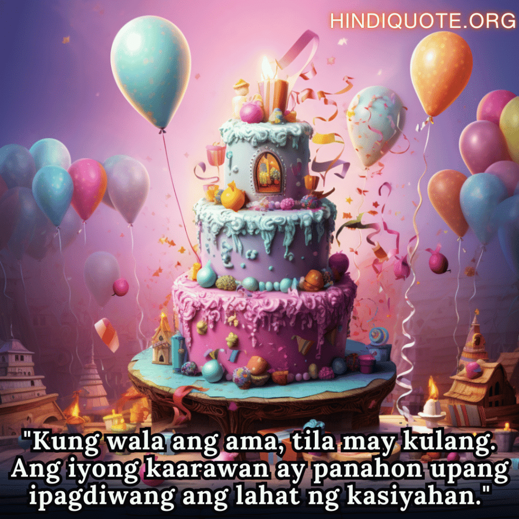 Birthday Greeting In Tagalog For Your Father "Kung wala ang ama, tila may kulang. Ang iyong kaarawan ay panahon upang ipagdiwang ang lahat ng kasiyahan."