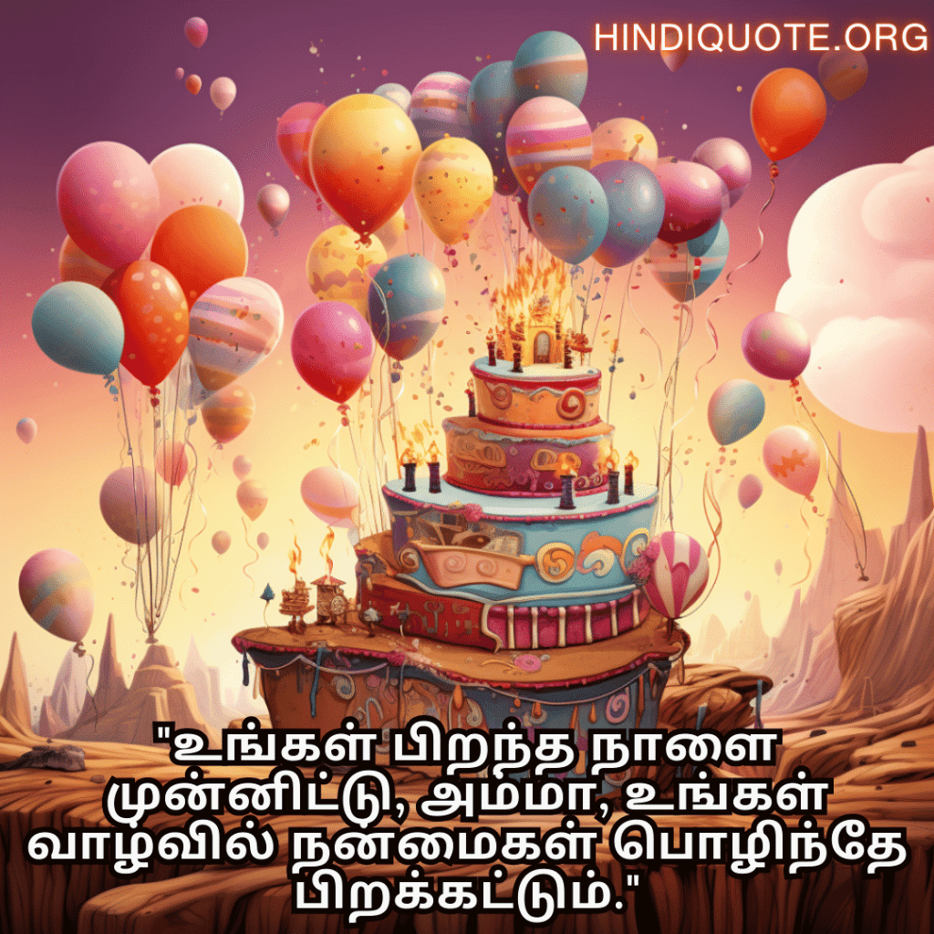 Birthday Message In Tamil For Your Mother "உங்கள் பிறந்த நாளை முன்னிட்டு, அம்மா, உங்கள் வாழ்வில் நன்மைகள் பொழிந்தே பிறக்கட்டும்."
