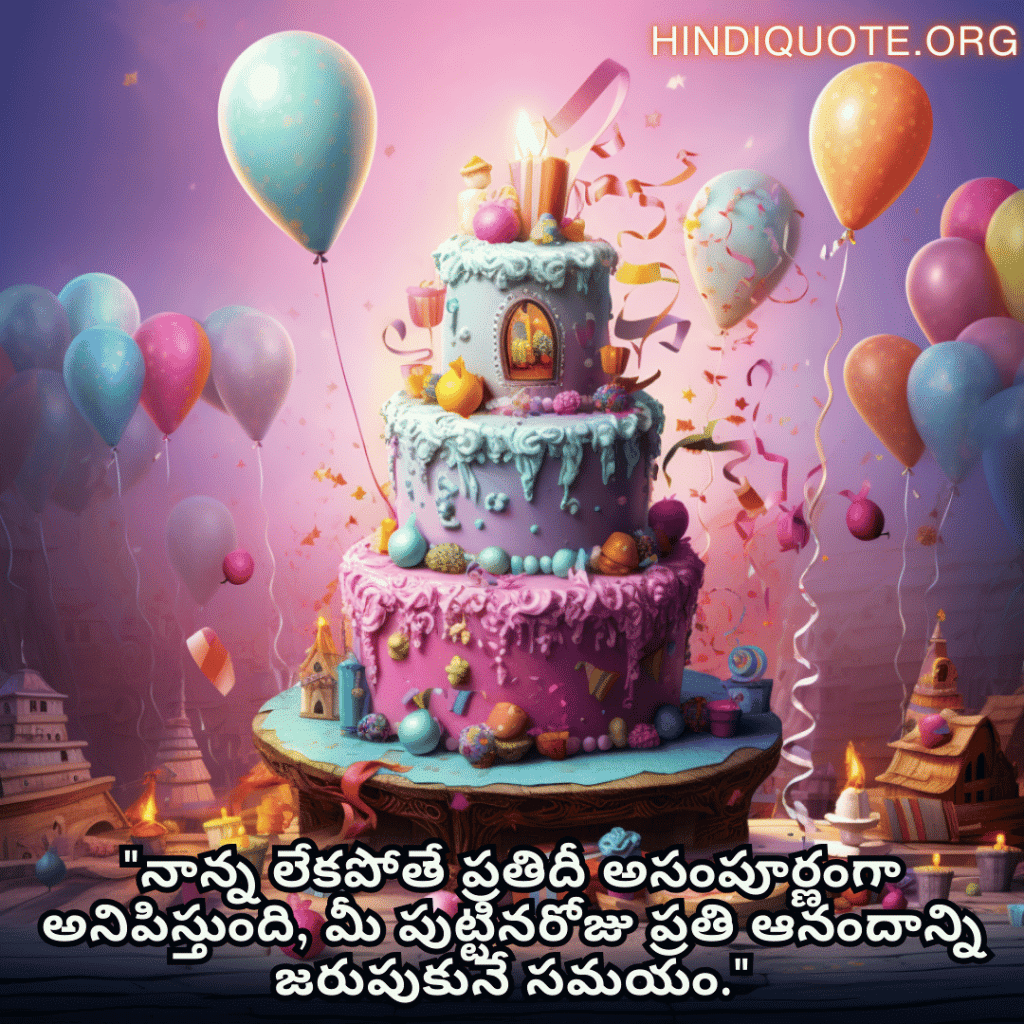 Birthday Greetings In Telugu For Your Father "నాన్న లేకపోతే ప్రతిదీ అసంపూర్ణంగా అనిపిస్తుంది, మీ పుట్టినరోజు ప్రతి ఆనందాన్ని జరుపుకునే సమయం."