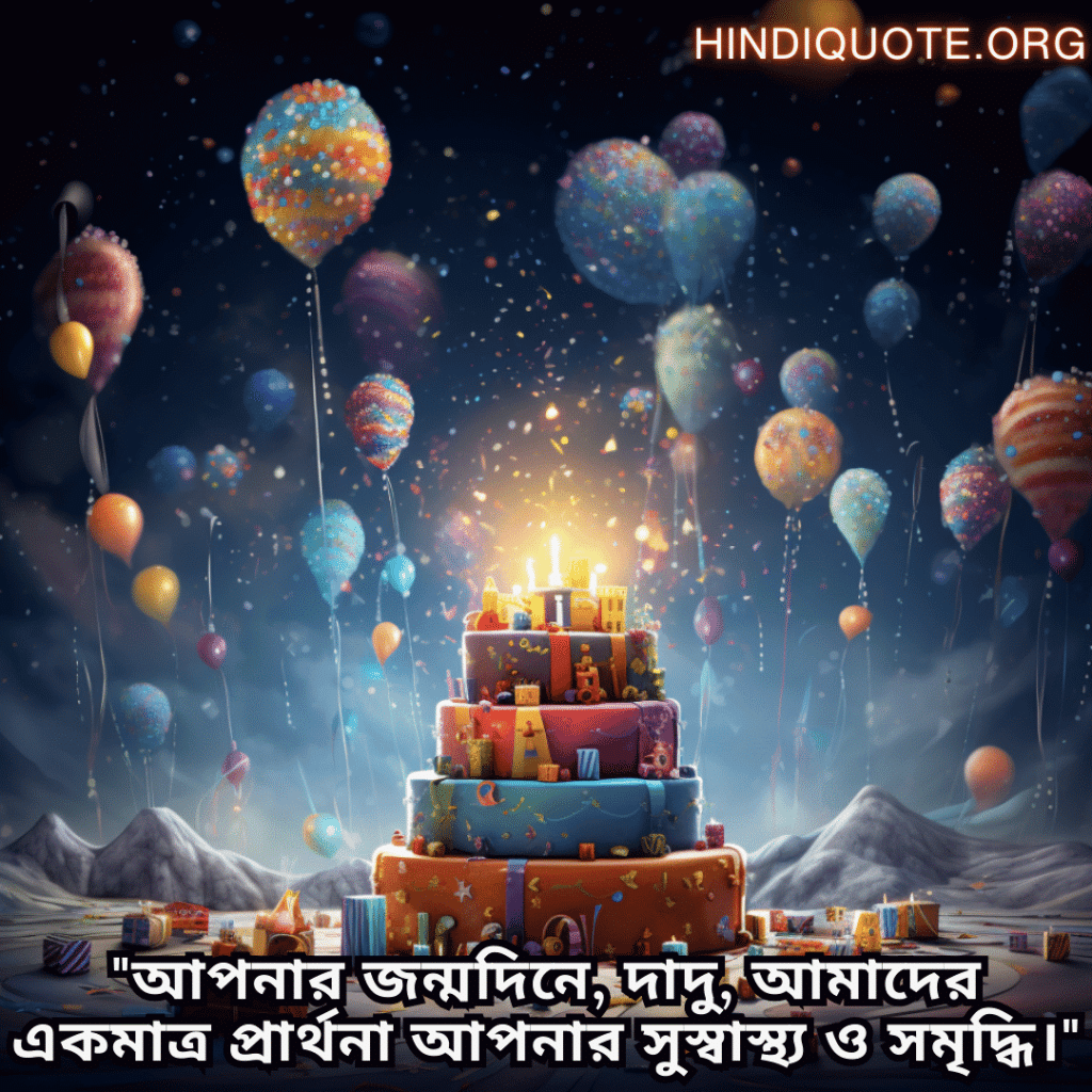 "আপনার জন্মদিনে, দাদু, আমাদের একমাত্র প্রার্থনা আপনার সুস্বাস্থ্য ও সমৃদ্ধি।"