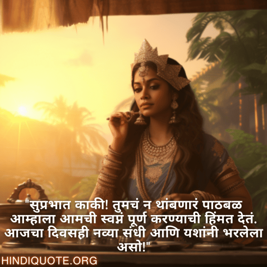 "सुप्रभात काकी! तुमचं न थांबणारं पाठबळ आम्हाला आमची स्वप्नं पूर्ण करण्याची हिंमत देतं. आजचा दिवसही नव्या संधी आणि यशांनी भरलेला असो!"