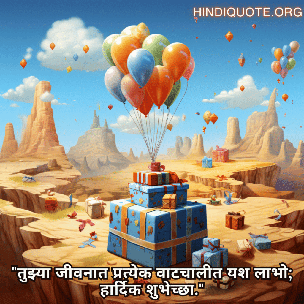 "तुझ्या जीवनात प्रत्येक वाटचालीत यश लाभो; हार्दिक शुभेच्छा."