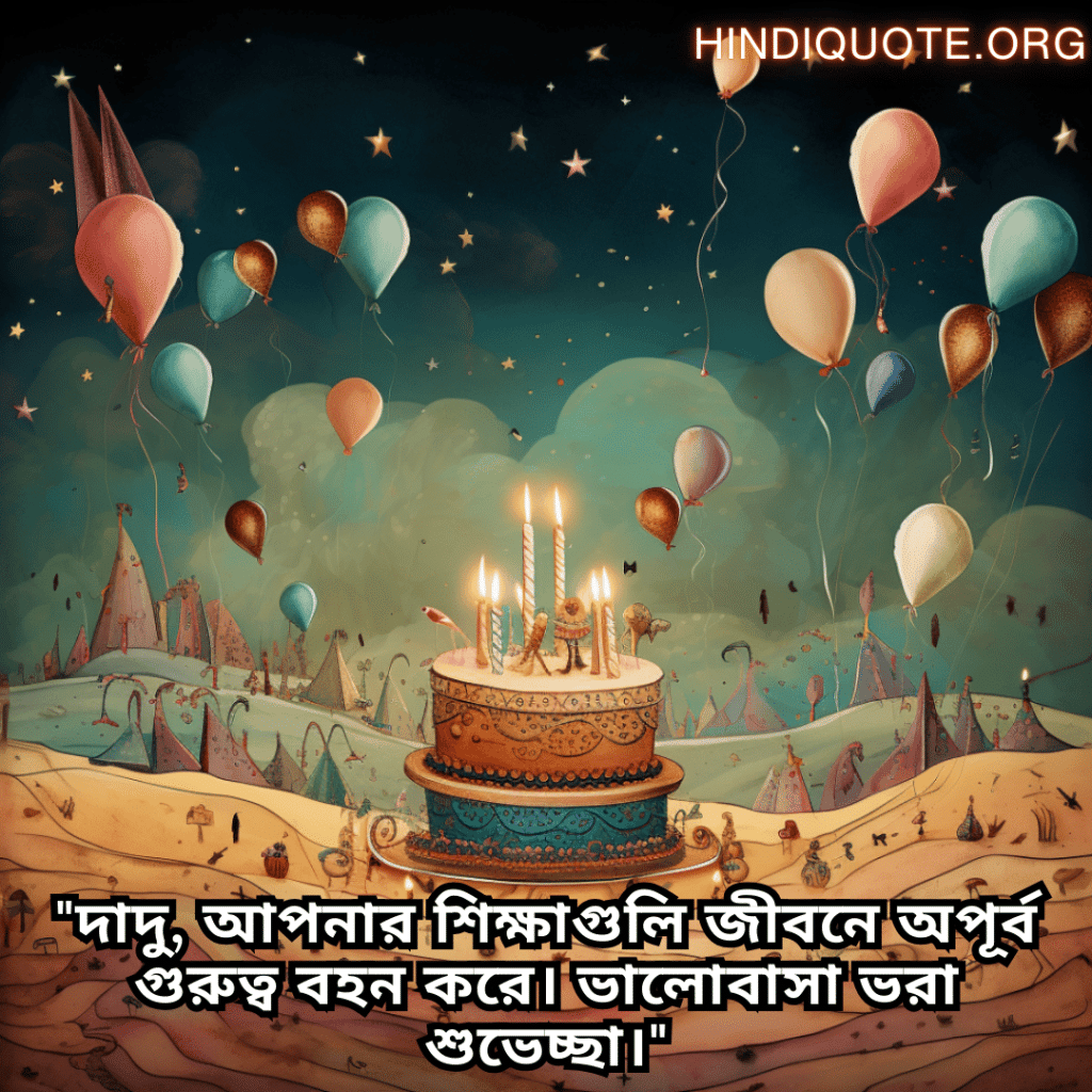 "দাদু, আপনার শিক্ষাগুলি জীবনে অপূর্ব গুরুত্ব বহন করে। ভালোবাসা ভরা শুভেচ্ছা।"