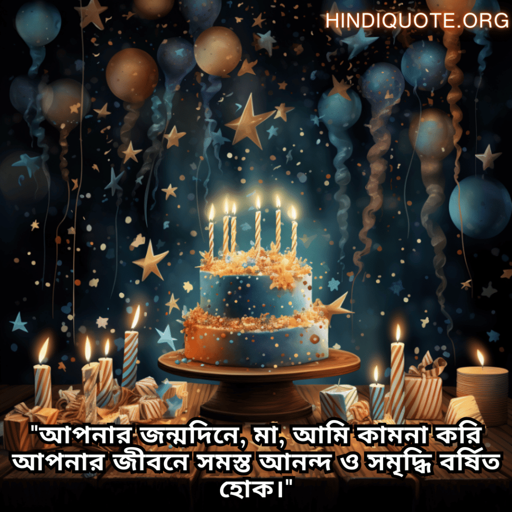 "আপনার জন্মদিনে, মা, আমি কামনা করি আপনার জীবনে সমস্ত আনন্দ ও সমৃদ্ধি বর্ষিত হোক।"