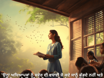 "ਉਨ੍ਹਾਂ ਅਧਿਆਪਕਾਂ ਨੂੰ ਸਵੇਰ ਦੀ ਵਧਾਈ ਜੋ ਕਦੇ ਸਾਨੂੰ ਛੱਡਦੇ ਨਹੀਂ ਅਤੇ ਸਾਡੀ ਯੋਗਤਾ ਨੂੰ ਉੱਚਾਈ 'ਤੇ ਲਿਜਾਣ ਲਈ ਹਮੇਸ਼ਾ ਦਬਾਉਂਦੇ ਹਨ। ਤੁਹਾਡਾ ਵਿਸ਼ਵਾਸ ਸਾਨੂੰ ਹਰ ਚੁਣੌਤੀ ਦਾ ਸਾਹਮਣਾ ਕਰਨ ਲਈ ਹੌਸਲਾ ਦਿੰਦਾ ਹੈ।"