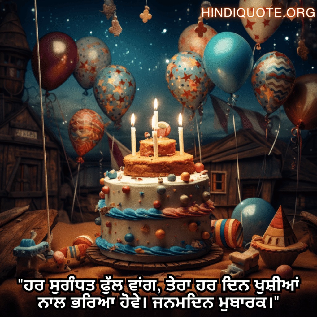 "ਹਰ ਸੁਗੰਧਤ ਫੁੱਲ ਵਾਂਗ, ਤੇਰਾ ਹਰ ਦਿਨ ਖੁਸ਼ੀਆਂ ਨਾਲ ਭਰਿਆ ਹੋਵੇ। ਜਨਮਦਿਨ ਮੁਬਾਰਕ।"