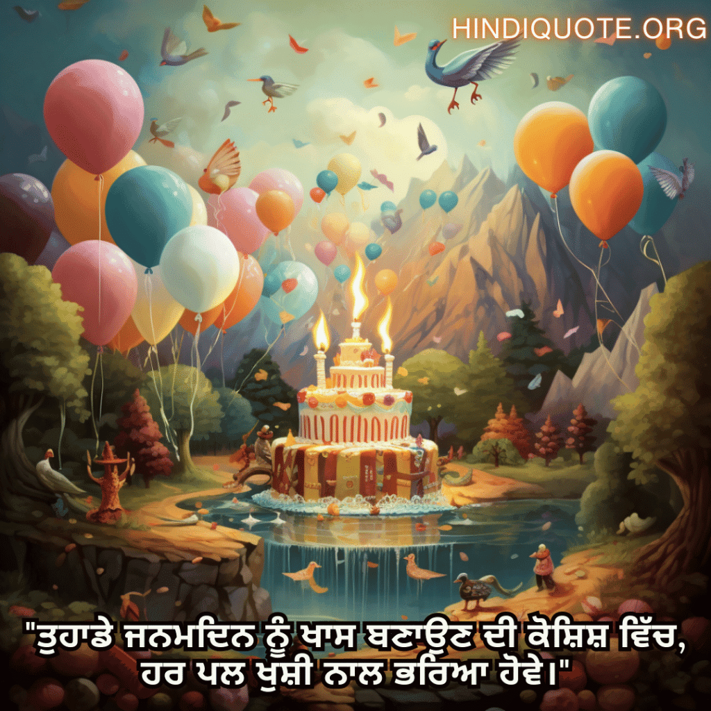 "ਤੁਹਾਡੇ ਜਨਮਦਿਨ ਨੂੰ ਖਾਸ ਬਣਾਉਣ ਦੀ ਕੋਸ਼ਿਸ਼ ਵਿੱਚ, ਹਰ ਪਲ ਖੁਸ਼ੀ ਨਾਲ ਭਰਿਆ ਹੋਵੇ।"