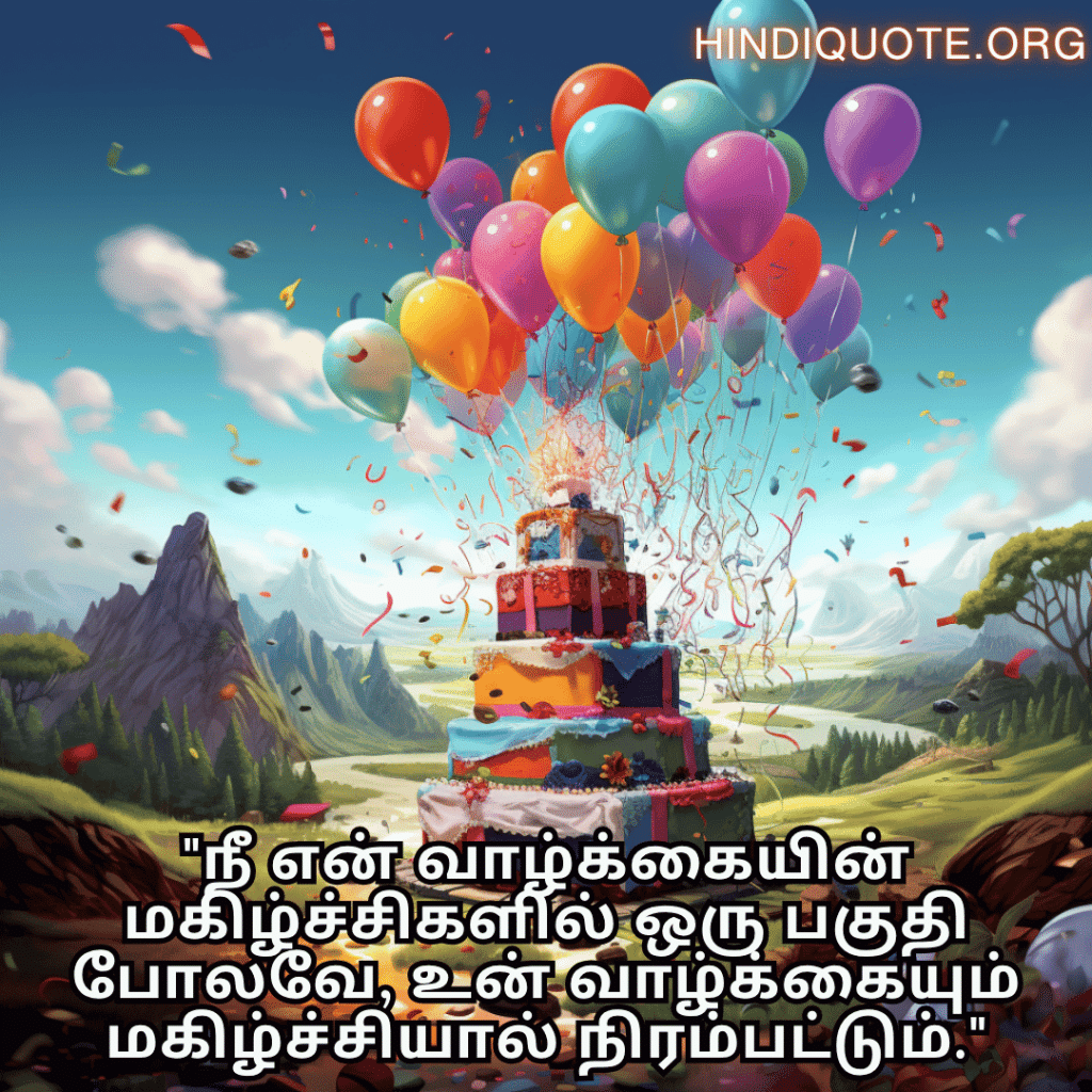 "நீ என் வாழ்க்கையின் மகிழ்ச்சிகளில் ஒரு பகுதி போலவே, உன் வாழ்க்கையும் மகிழ்ச்சியால் நிரம்பட்டும்."