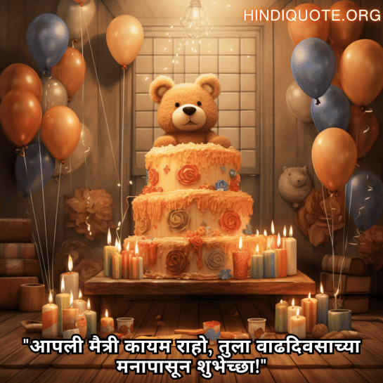 "आपली मैत्री कायम राहो, तुला वाढदिवसाच्या मनापासून शुभेच्छा!"