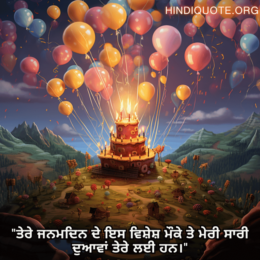 "ਤੇਰੇ ਜਨਮਦਿਨ ਦੇ ਇਸ ਵਿਸ਼ੇਸ਼ ਮੌਕੇ ਤੇ ਮੇਰੀ ਸਾਰੀ ਦੁਆਵਾਂ ਤੇਰੇ ਲਈ ਹਨ।"