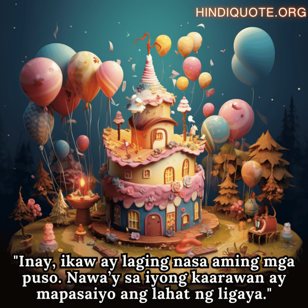 "Inay, ikaw ay laging nasa aming mga puso. Nawa’y sa iyong kaarawan ay mapasaiyo ang lahat ng ligaya."