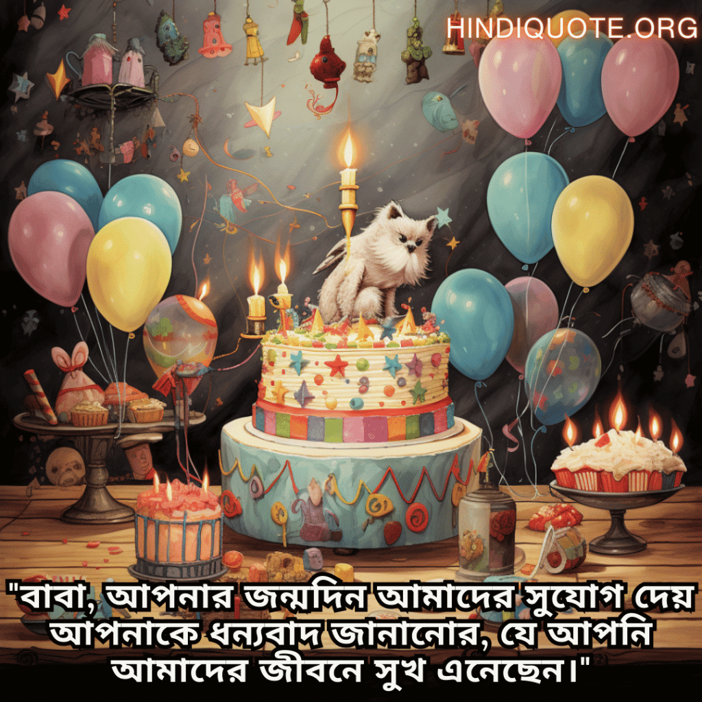 "বাবা, আপনার জন্মদিন আমাদের সুযোগ দেয় আপনাকে ধন্যবাদ জানানোর, যে আপনি আমাদের জীবনে সুখ এনেছেন।"