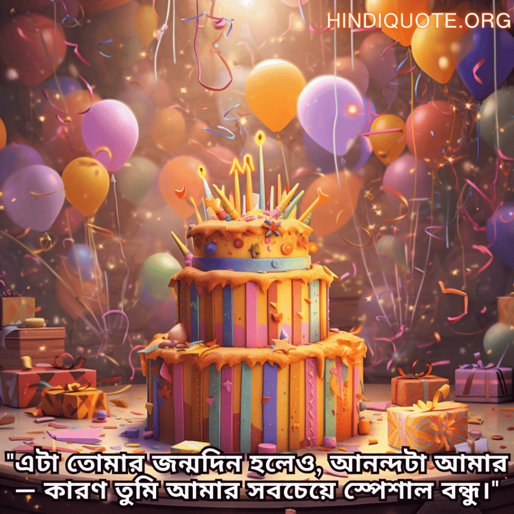 "এটা তোমার জন্মদিন হলেও, আনন্দটা আমার — কারণ তুমি আমার সবচেয়ে স্পেশাল বন্ধু।"