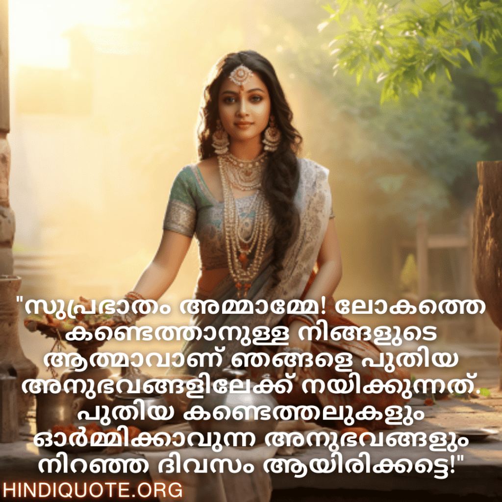 "സുപ്രഭാതം അമ്മാമ്മേ! ലോകത്തെ കണ്ടെത്താനുള്ള നിങ്ങളുടെ ആത്മാവാണ് ഞങ്ങളെ പുതിയ അനുഭവങ്ങളിലേക്ക് നയിക്കുന്നത്. പുതിയ കണ്ടെത്തലുകളും ഓർമ്മിക്കാവുന്ന അനുഭവങ്ങളും നിറഞ്ഞ ദിവസം ആയിരിക്കട്ടെ!"