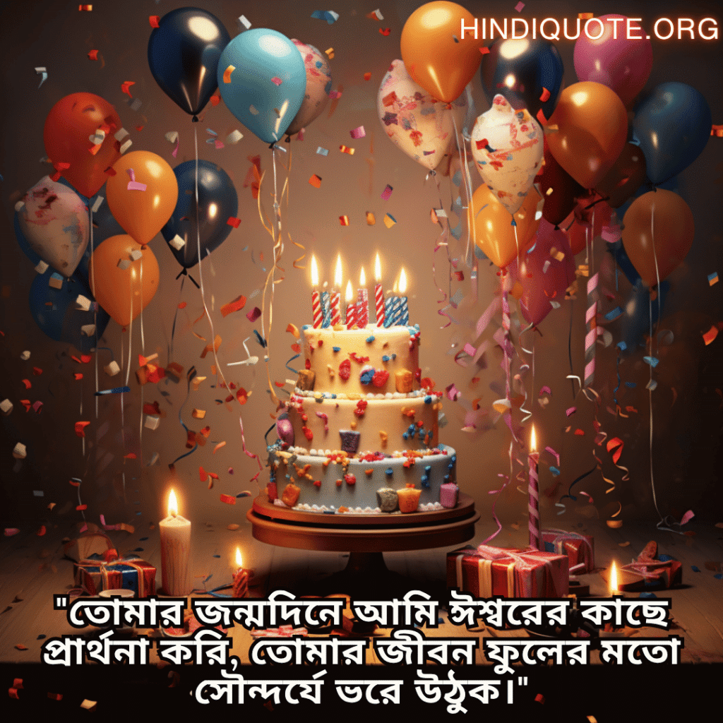 "তোমার জন্মদিনে আমি ঈশ্বরের কাছে প্রার্থনা করি, তোমার জীবন ফুলের মতো সৌন্দর্যে ভরে উঠুক।"
