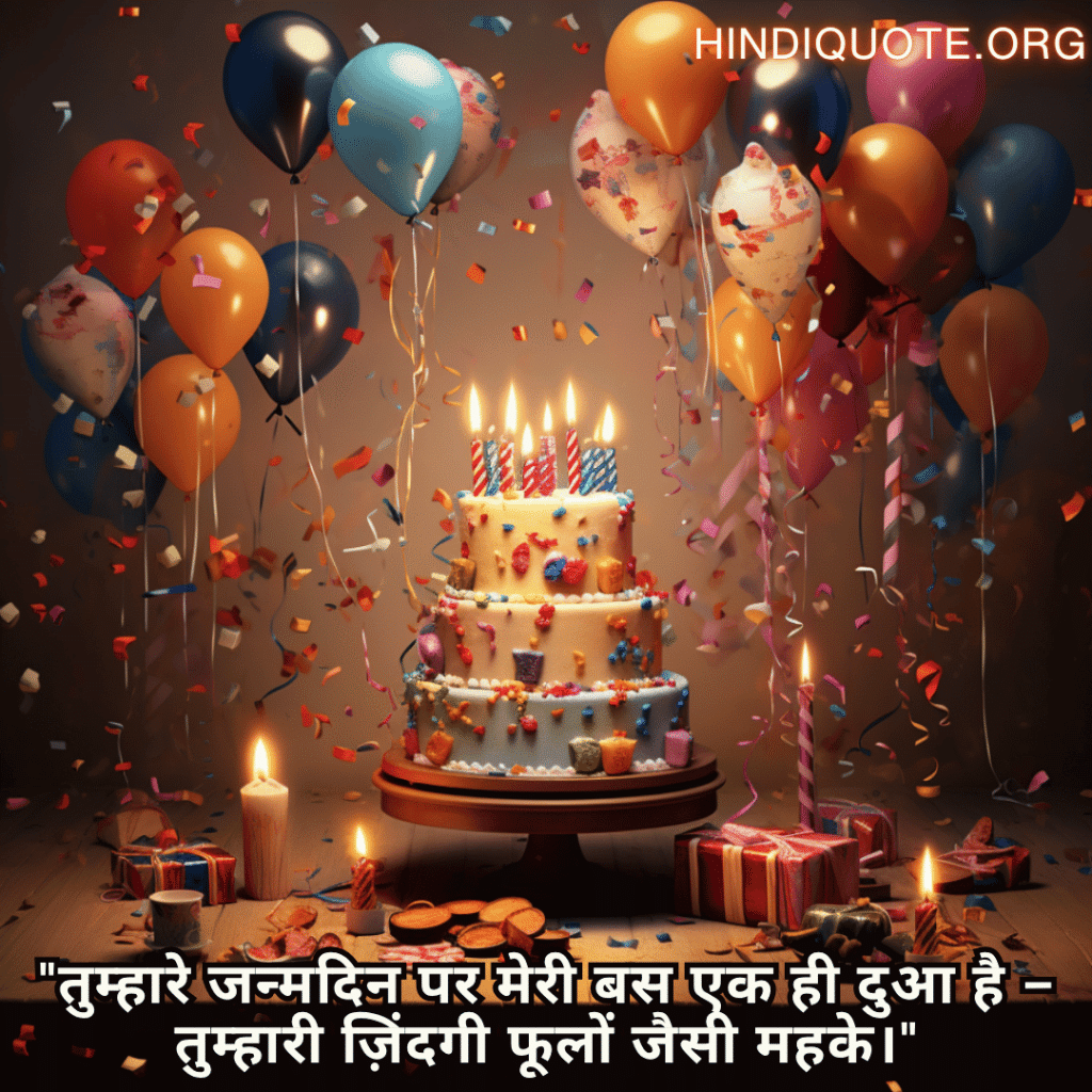 "तुम्हारे जन्मदिन पर मेरी बस एक ही दुआ है – तुम्हारी ज़िंदगी फूलों जैसी महके।"