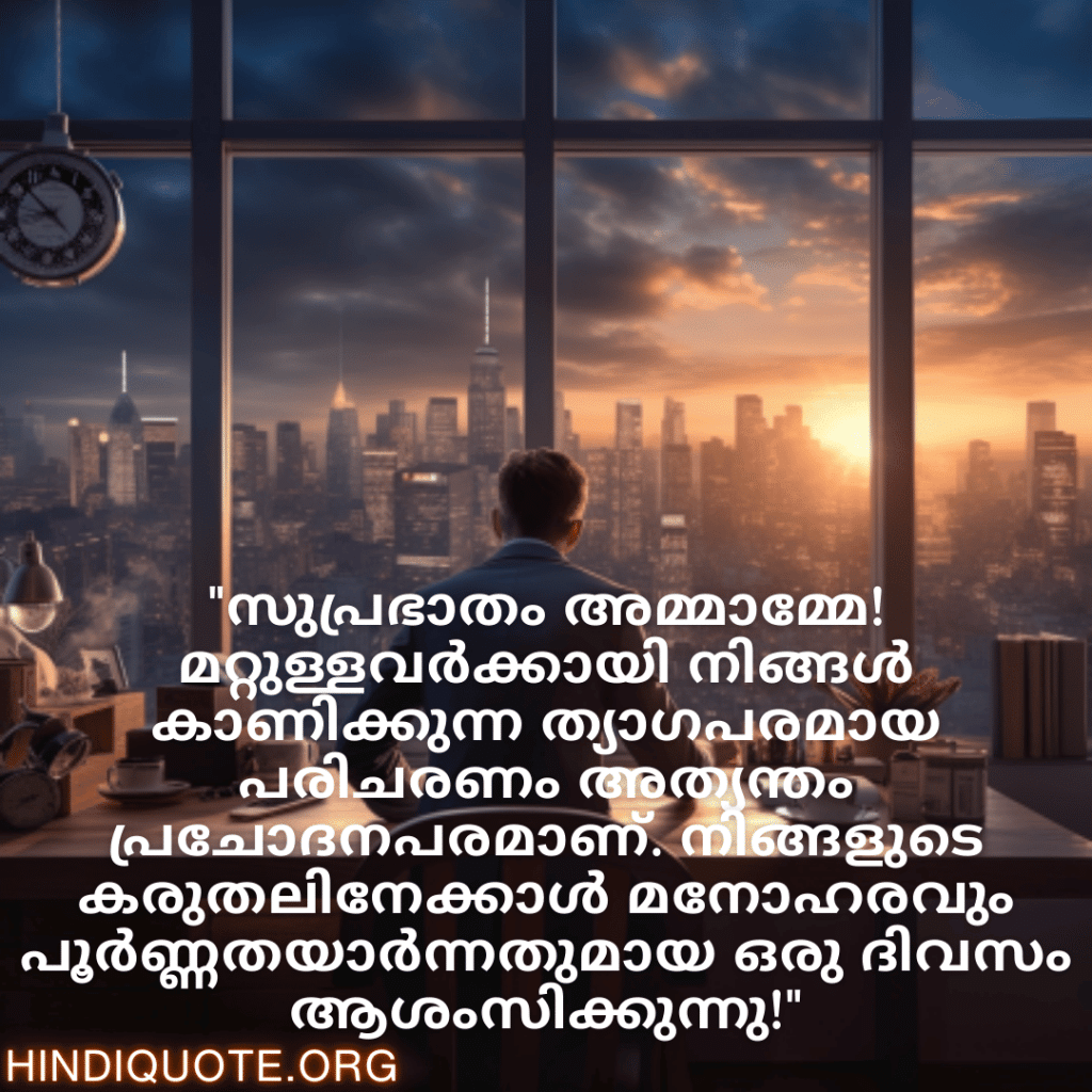 "സൃഷ്ടിപ്പിലും നൂതനത്വത്തിലുമുള്ള ഒരു സമൃദ്ധ ദിവസത്തെ ആശംസിക്കുന്നു സാർ. നിങ്ങളുടെ കാഴ്ചപ്പാടുകളും ആശയങ്ങളും ഞങ്ങളുടെ ടീമിന്റെ വിജയത്തിന് വഴിയൊരുക്കുന്നു."