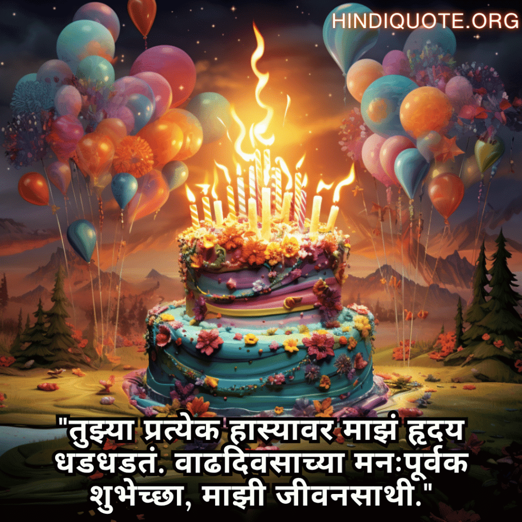 Happy Birthday Wishes In Marathi For Your Wife "तुझ्या प्रत्येक हास्यावर माझं हृदय धडधडतं. वाढदिवसाच्या मनःपूर्वक शुभेच्छा, माझी जीवनसाथी."