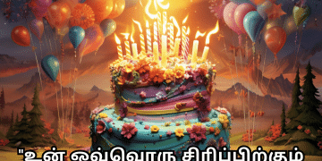 Happy Birthday Wishes In Tamil For Your Wife "உன் ஒவ்வொரு சிரிப்பிற்கும் என் இதயம் துடிக்கிறது. மனதளவில் பிறந்த நாள் வாழ்த்துகள், என் வாழ்க்கை துணை!"