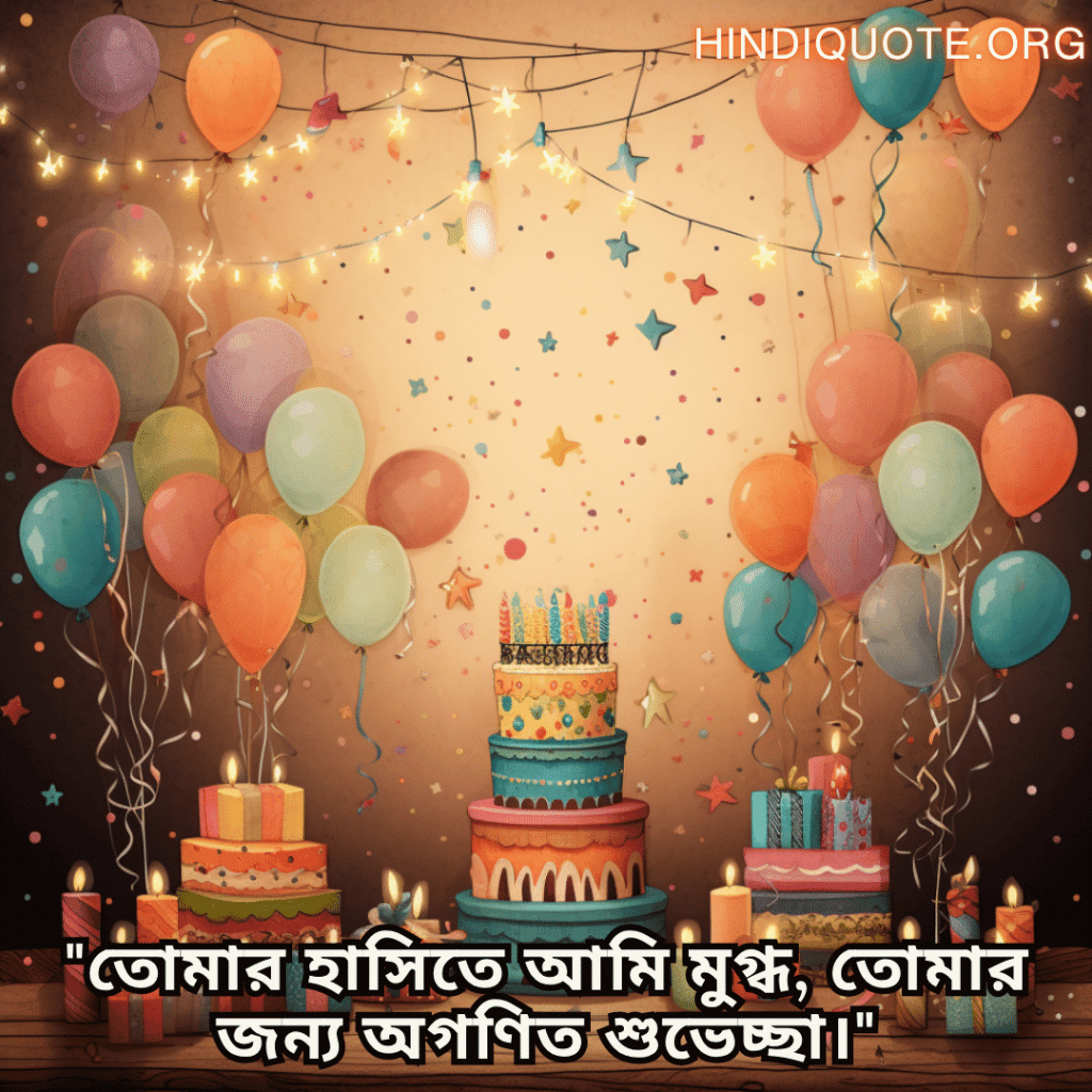 Happy Birthday Wishes In Bengali For Your Sister "তোমার হাসিতে আমি মুগ্ধ, তোমার জন্য অগণিত শুভেচ্ছা।"