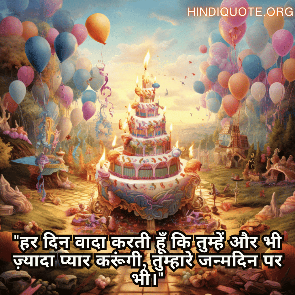 Happy Birthday Wishes In Hindi For Your Husband "हर दिन वादा करती हूँ कि तुम्हें और भी ज़्यादा प्यार करूंगी, तुम्हारे जन्मदिन पर भी।"