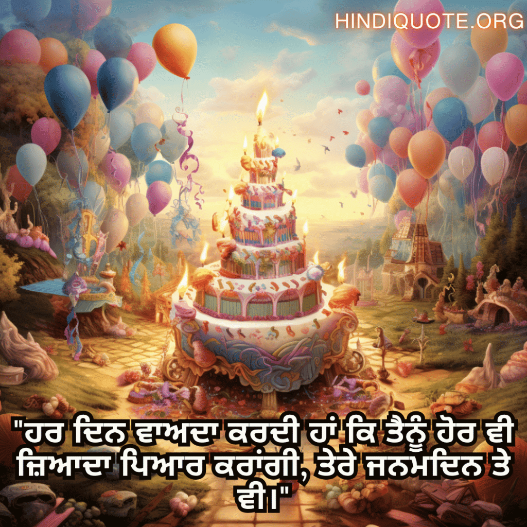 Happy Birthday Wishes In Punjabi For Your Husband "ਹਰ ਦਿਨ ਵਾਅਦਾ ਕਰਦੀ ਹਾਂ ਕਿ ਤੈਨੂੰ ਹੋਰ ਵੀ ਜ਼ਿਆਦਾ ਪਿਆਰ ਕਰਾਂਗੀ, ਤੇਰੇ ਜਨਮਦਿਨ ਤੇ ਵੀ।"
