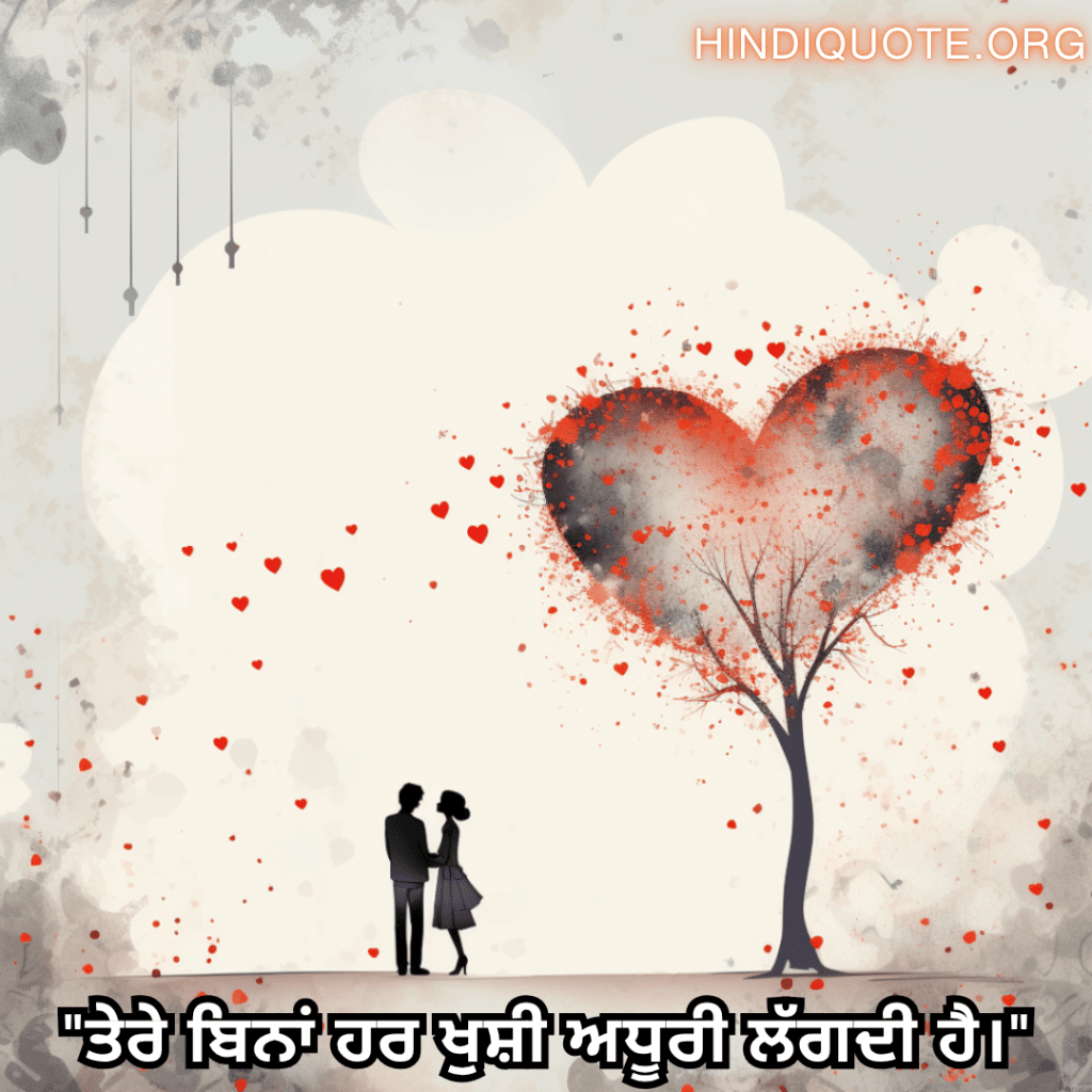 Romantic Shayari In Punjabi For Your Boyfriend "ਤੇਰੇ ਬਿਨਾਂ ਹਰ ਖੁਸ਼ੀ ਅਧੂਰੀ ਲੱਗਦੀ ਹੈ।"