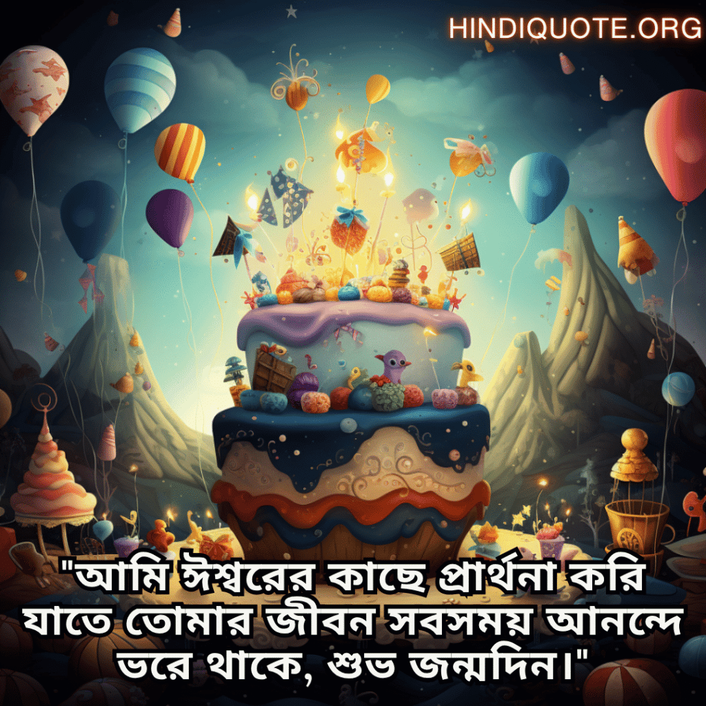 Happy Birthday Wishes In Bengali For Your Sister "আমি ঈশ্বরের কাছে প্রার্থনা করি যাতে তোমার জীবন সবসময় আনন্দে ভরে থাকে, শুভ জন্মদিন।"