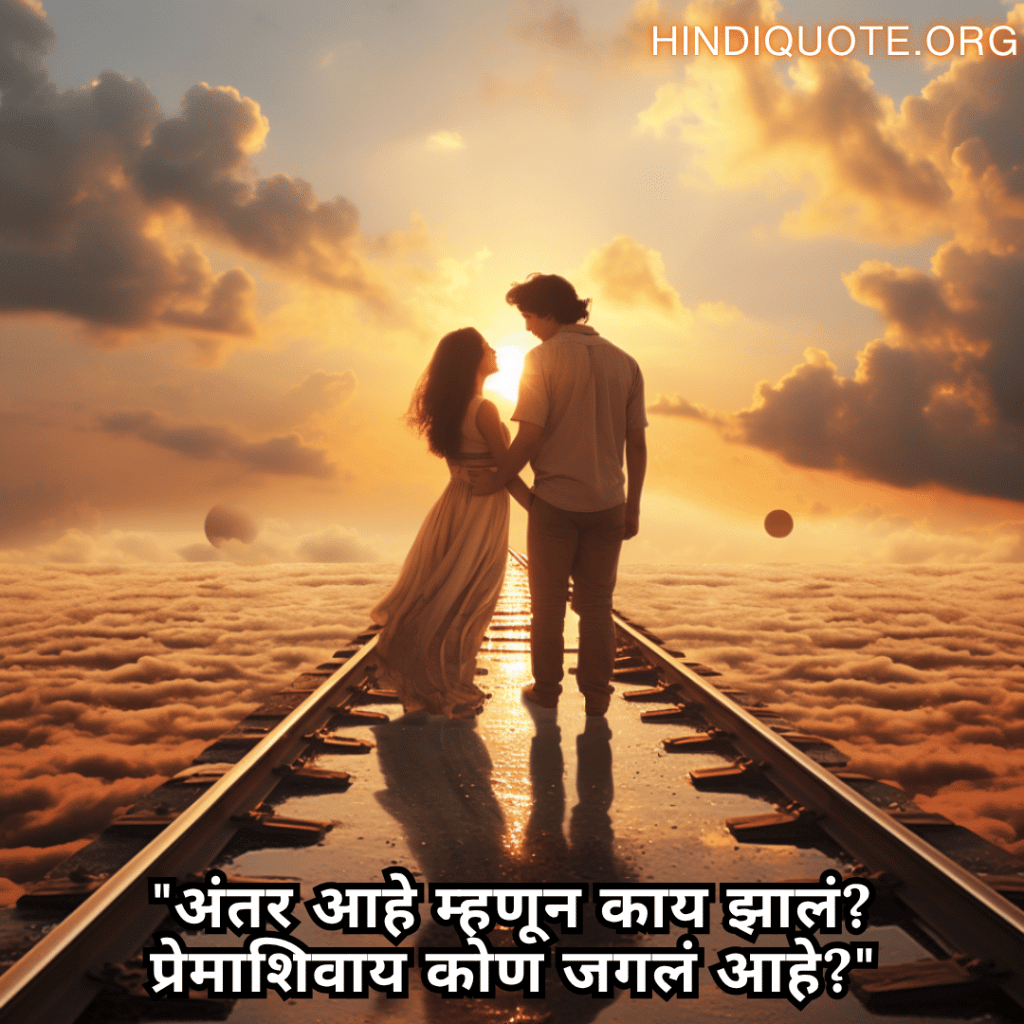 Romantic Quotes In Marathi For Long Distance Relationships "अंतर आहे म्हणून काय झालं? प्रेमाशिवाय कोण जगलं आहे?"