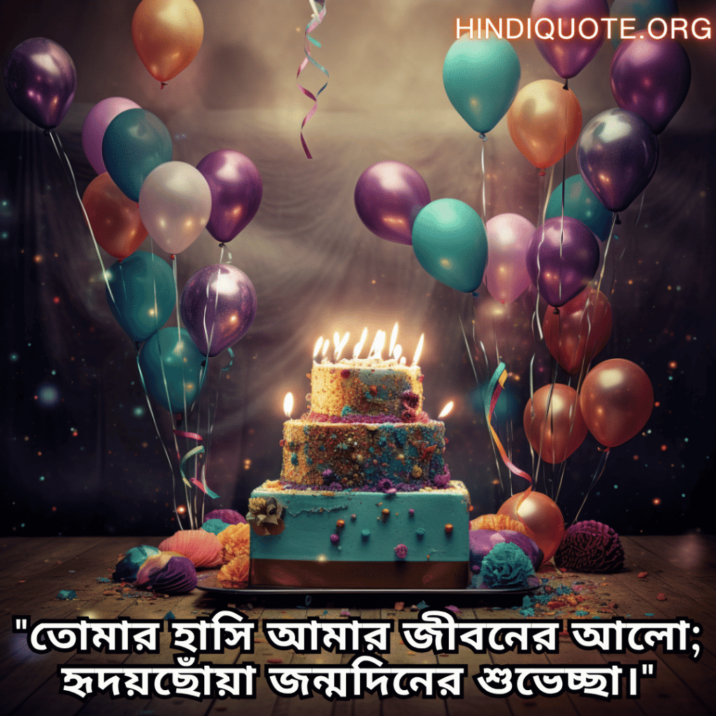 Happy Birthday Wishes In Bengali For Your Sister "তোমার হাসি আমার জীবনের আলো; হৃদয়ছোঁয়া জন্মদিনের শুভেচ্ছা।"