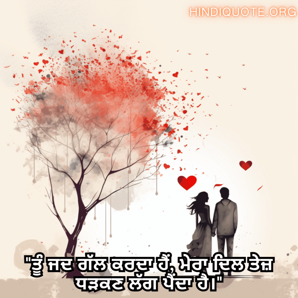 Romantic Shayari In Punjabi For Your Boyfriend "ਤੂੰ ਜਦ ਗੱਲ ਕਰਦਾ ਹੈਂ, ਮੇਰਾ ਦਿਲ ਤੇਜ਼ ਧੜਕਣ ਲੱਗ ਪੈਂਦਾ ਹੈ।"