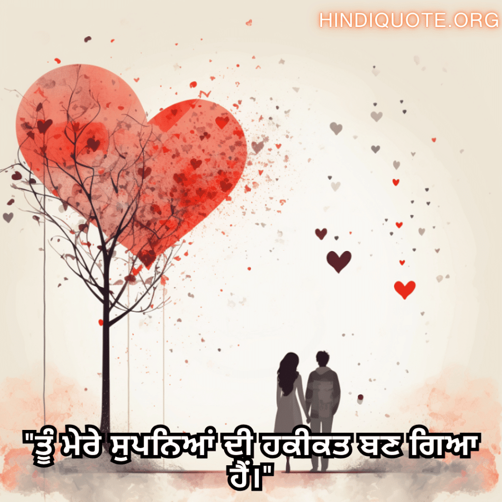 "ਤੂੰ ਮੇਰੇ ਸੁਪਨਿਆਂ ਦੀ ਹਕੀਕਤ ਬਣ ਗਿਆ ਹੈਂ।"

